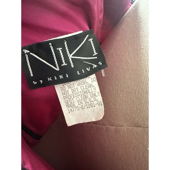 Niki By Niki Livas Vintage Y2K Magenta Black Lace Formal Prom Long Dress 16 W - Picture 6 of 8